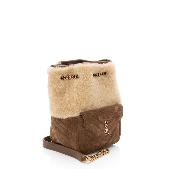 Saint Laurent Suede Shearling Joe Mini Bucket Bag - Picture 3 of 10
